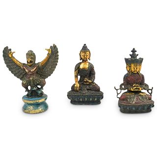 (3 Pc) Set of Tibetan Buddhist Bronze Statues