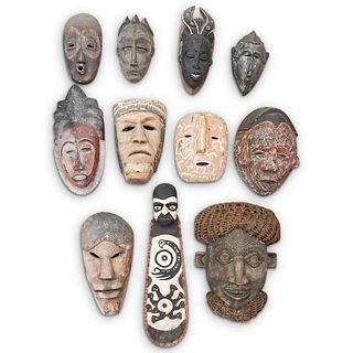 (11Pc) African Carved Wood Mask Collection