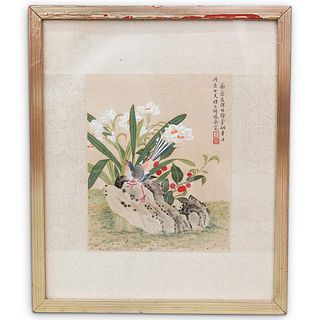 Antique Chinese Watercolor Painting on Silk