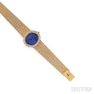Lady's 18kt Gold, Lapis, and Diamond Wristwatch, Baume & Mercier