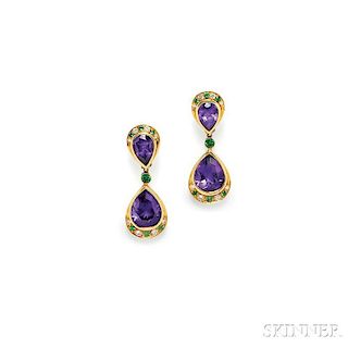 18kt Gold and Amethyst Earpendants