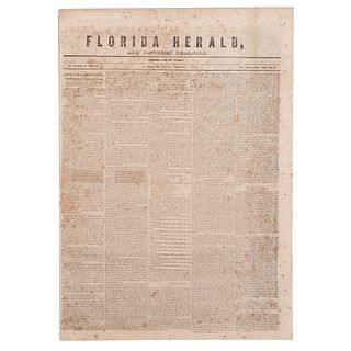 [SLAVERY & ABOLITION]. Florida Herald. Vol. VIII, No. 26. St. Augustine, FL: 7 November 1842. 