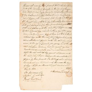 [SLAVERY & ABOLITION]. Bill of sale for enslaved young man, "Anthony," New Jersey, 7 May 1832. 