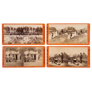 [CIVIL WAR]. A group of 4 stereoviews featuring African American soldiers, comprising: 