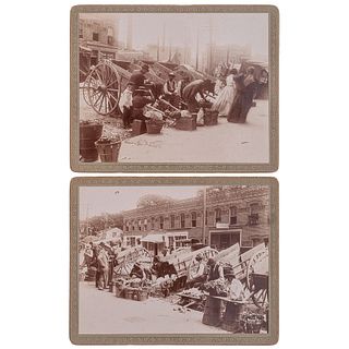 [ALBUMEN PHOTOGRAPHS - OCCUPATIONAL]. Pair of photographs of an African American fruit market. [Philadelphia]: n.p., n.d. 
