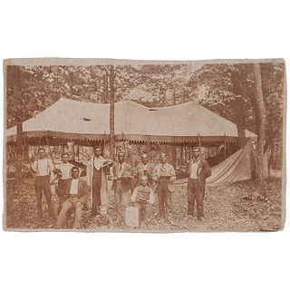[ALBUMEN PHOTOGRAPH]. Outdoor view of an integrated religious camp. N.p., [ca 1880s-90s]. 