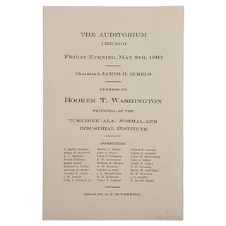 [WASHINGTON, Booker T. (1856-1915)]. Address by Booker T. Washington. Chicago: 1903. 