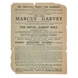 [GARVEY, Marcus (1887-1940)]. An Historic Night for London! London: Vail & Co., [ca 1928]. 