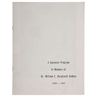 [DU BOIS, William Edward Burghardt (1868-1963)]. A Souvenir Program in Memory of Dr. William E. Burghardt DuBois 1868-1963. [New York?]: [DuBois Memor
