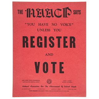 [CIVIL RIGHTS]. The NAACP Says "You Have No Voice" Unless You Register and Vote. Albany: National Association for the Advancement of Colored People, [