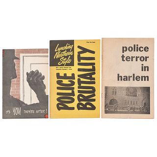 [CIVIL RIGHTS]. Lot of 3 pamphlets related to police brutality and political persecution, [ca 1947-1964] 