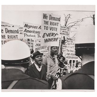 [CIVIL RIGHTS]. Press photograph of Civil Rights demonstration near the White House, protesting the situation in Alabama. Washington, DC, 12 March 196