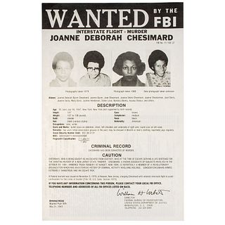 [BLACK LIBERATION ARMY]. SHAKUR, Assata (b.1947).Wanted by the FBI: Interstate Flight - Murder: Joanne Deborah Chesimard. Washington, DC: Federal Bure