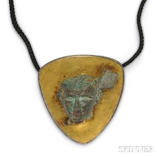 Gold, Silver, and Egyptian Bronze Pendant