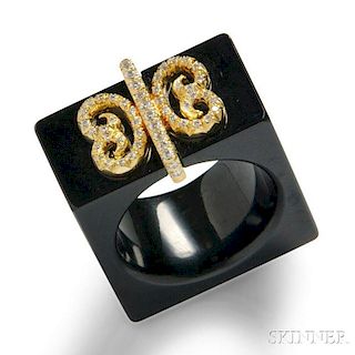 18kt Gold, Onyx, and Diamond Ring, Henry Dunay