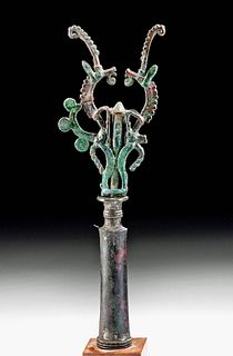 Ancient Luristan Bronze Master of Animals Finial