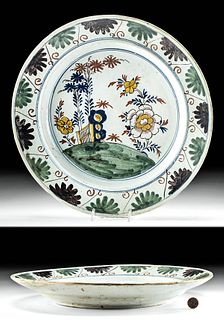 18th C. Dutch Delft Polychrome Dish