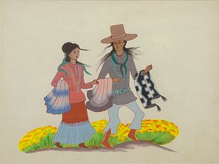 Andy Tsinajinnie, Untitled (Navajo Weavers)