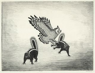Alfonso Roybal [Awa Tsireh], Owl and Skunks