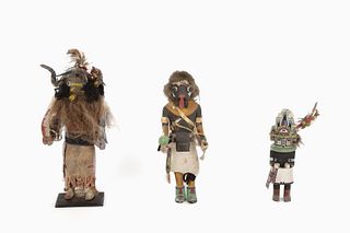 A Group of Three Zuni and Hopi Kachinas, 20th Century