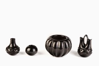 Santa Clara, Shirley Cactus Blossom Tafoya, Four Miniature Blackware Jars
