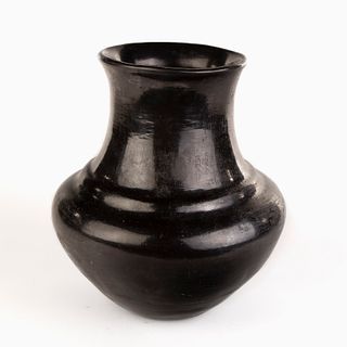 A Santa Clara Long Neck Blackware Jar, ca. 1900