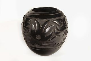 Santa Clara, Camilio Tafoya, Carved Blackware Jar, ca. 1960