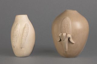 Two Hopi Creamware Corn Vases