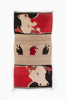 A Navajo Pictorial Double Saddle Blanket, ca. 1960