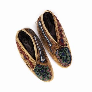 A Pair of Plateau Beaded Moccasins, ca. 1900