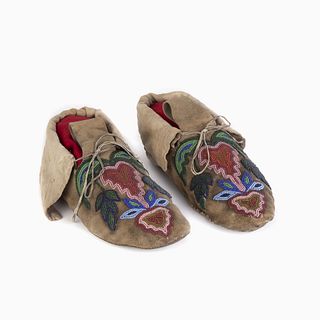 A Pair of Plateau Beaded Moccasins, ca. 1890