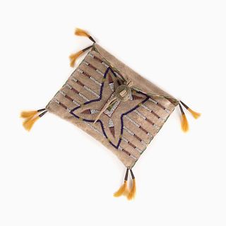 A Sioux Beaded Tipi Bag with Horsehair, ca. 1925-1950