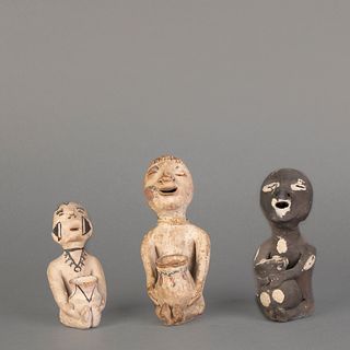 A Group of Three Tesuque and Taos Rain God Figures, ca. 1900-1930