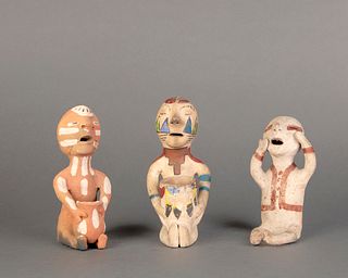 A Group of Three Tesuque Rain Gods, ca. 1900-1940