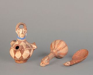 A Group of Three Tesuque and Mojave Pottery Vessels, ca. 1900