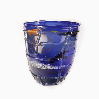 Quinault/Isleta, Marvin Oliver, Blue Glass Vessel