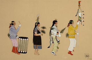 Tonita Vigil Peña [Quah Ah], Untitled (Corn Dance Processional), ca. 1921