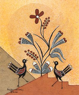 Pablita Velarde [Tse Tsan], Untitled (Two Birds), 2001