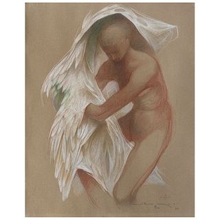 GUILLERMO MEZA, Imagen mitológica, Signed and dated 84, Pastels on paper, 17.5 x 13.7" (44.5 x 35 cm), Certificate