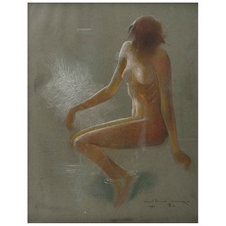 GUILLERMO MEZA, Desnudo, Signed, monogram and dated 1983, Pastels on paper, 15.3 x 12 (39 x 30.5 cm), Certificate