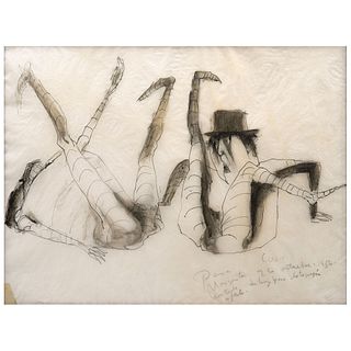 JOSÉ LUIS CUEVAS, Untitled, Signed and dated 26 octubre 1956, Ink and watercolor on tracing paper, 8.4 x 10.8" (21.5 x 27.5 cm)