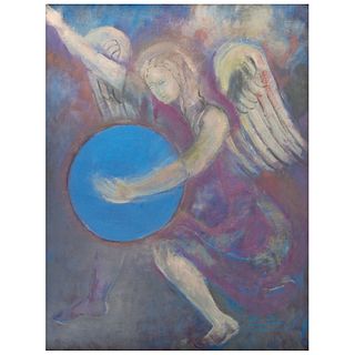 CARMEN PARRA, El ángel de la guarda en la tierra, Signed and dated 20-V-2020, Oil on canvas, 66.9 x 51.1" (170 x 130 cm), Document