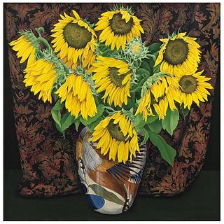 ORIS ROBERTSON, Girasoles No. 5, Signed and dated 1993, Acrylic on canvas, 41.5 x 41.3" (105.5 x 105 cm), Certificate