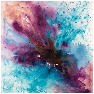 RITA SÁNCHEZ DOMÍNGUEZ, Nebulosa II, Signed and dated 2018, Mixed technique on canvas, 39.3 x 39.3" (100 x 100 cm), Certificate