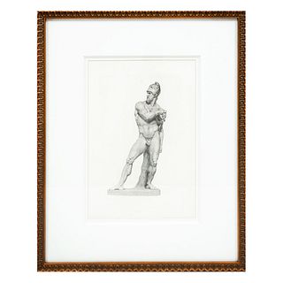 ANTONIO CANOVA Reproducción gráfica de la escultura "Ajax", 1876 Litografía Enmarcado Para el libro The works of ANTONIO CANOVA".