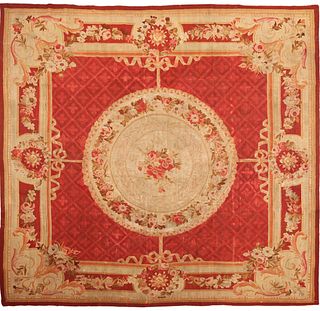 ANTIQUE FRENCH AUBUSSON RUG, 12 ft 2 in x 11 ft
