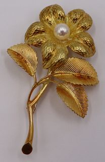 JEWELRY. Tiffany & Co. 18kt Gold and Pearl Brooch.