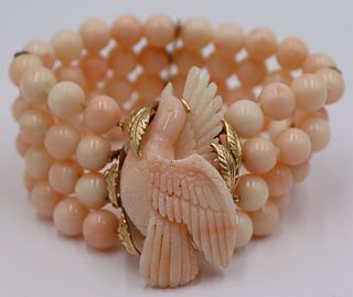 JEWELRY. 14kt Gold and Angel Skin Coral Bracelet.