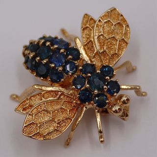 JEWELRY. Signed 14kt Gold and Colored Gem Bug