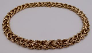 JEWELRY. 14kt Gold Graduated Woven Chain Necklace.
